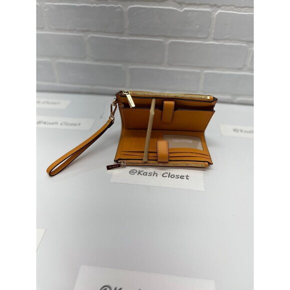 Michael Kors Wristlet Double Zip Large Wallet MK Signature honey comb yellow - Picture 5 of 10